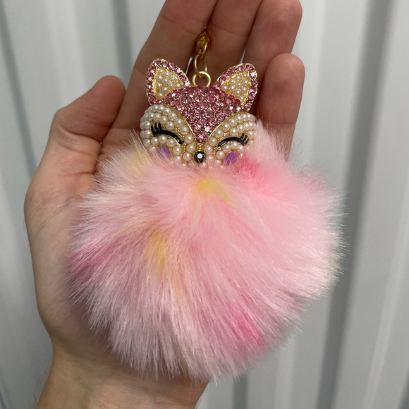 Set of 2 Fox Crystal Bling Key Chain Keyring with Tassel Car Purse Handbag Charm - Picture 6 of 9